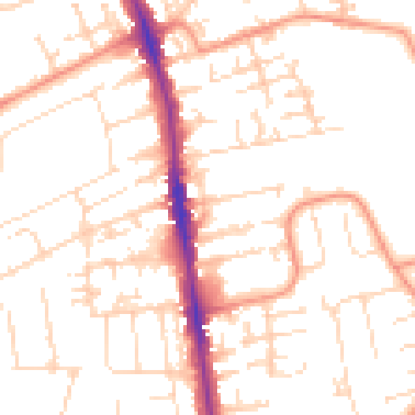Daytime road noise heatmap for HU5 1AD