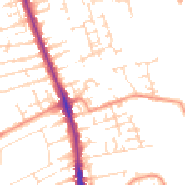 Daytime road noise heatmap for HU5 1BL