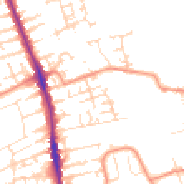 Daytime road noise heatmap for HU5 1EY