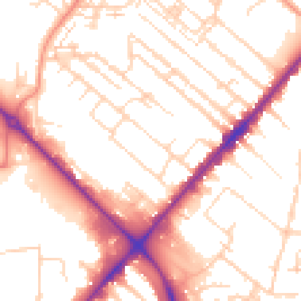 Daytime road noise heatmap for HU8 7SY