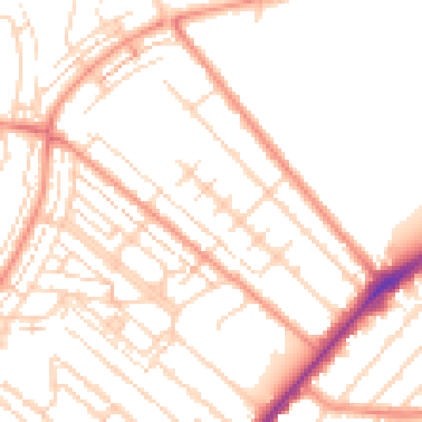 Daytime road noise heatmap for HU8 8NA