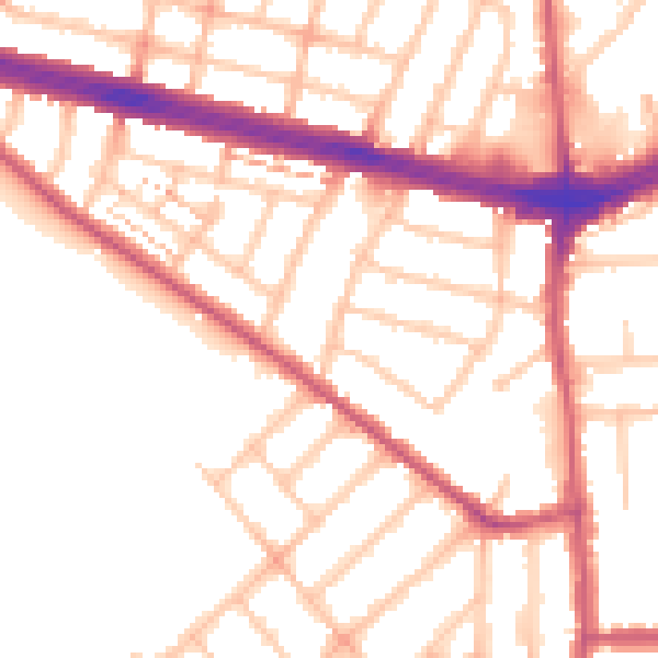 Daytime road noise heatmap for IG2 6AN