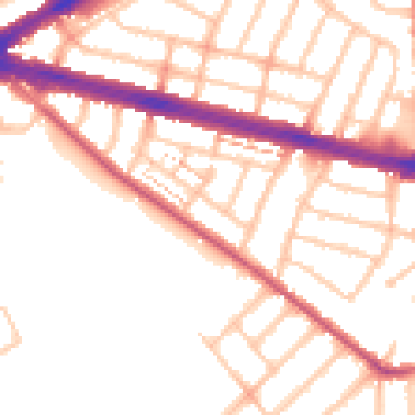 Daytime road noise heatmap for IG2 6DS