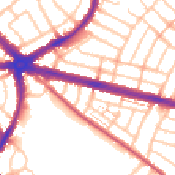 Daytime road noise heatmap for IG2 6EJ
