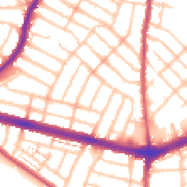 Daytime road noise heatmap for IG2 6QD