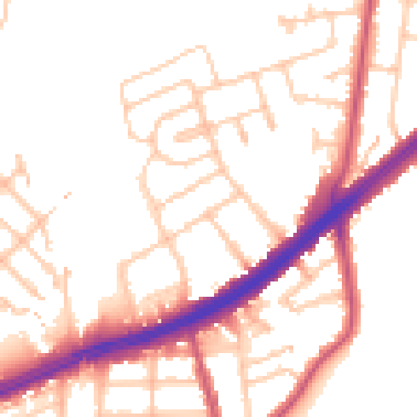Daytime road noise heatmap for IG2 7JG