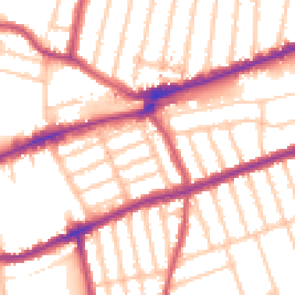 Daytime road noise heatmap for IG3 8AZ