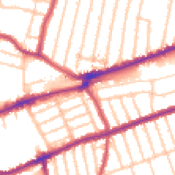 Daytime road noise heatmap for IG3 8BU