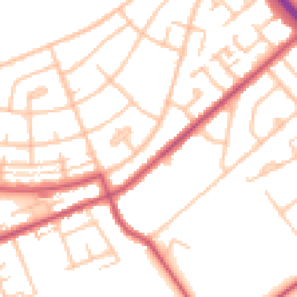 Daytime road noise heatmap for IG7 4AD