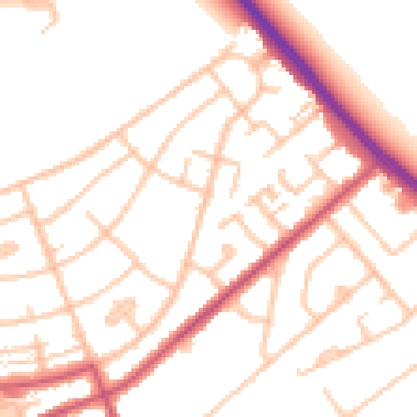 Daytime road noise heatmap for IG7 4AJ