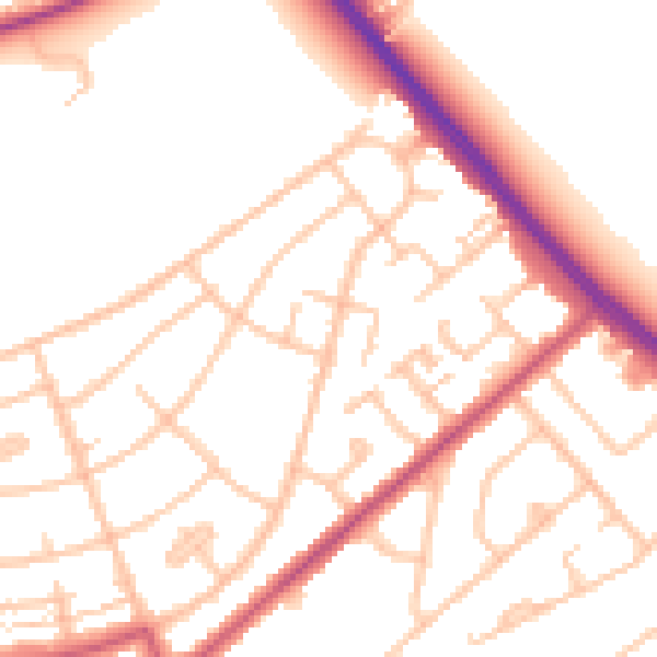 Daytime road noise heatmap for IG7 4AN