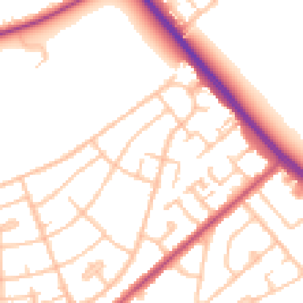 Daytime road noise heatmap for IG7 4AP