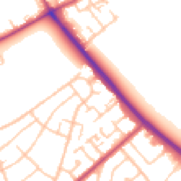 Daytime road noise heatmap for IG7 4AT