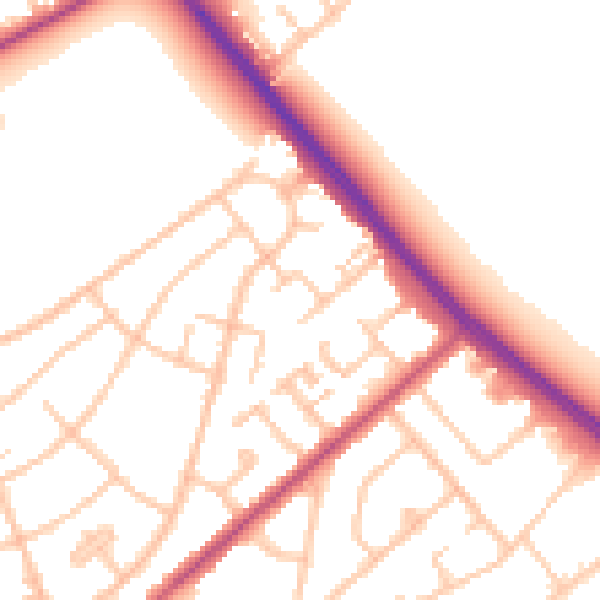 Daytime road noise heatmap for IG7 4AY