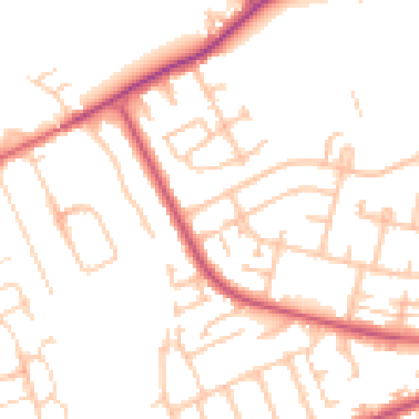 Daytime road noise heatmap for IG7 4EP