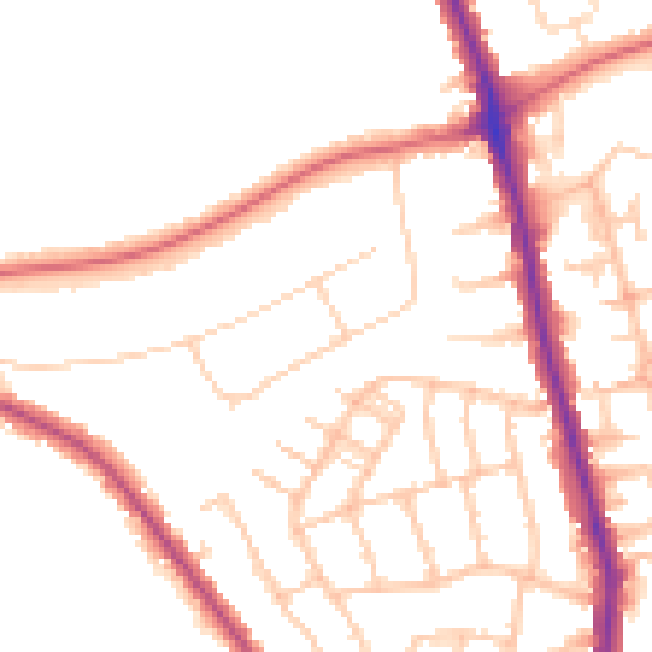 Daytime road noise heatmap for IG7 5RE