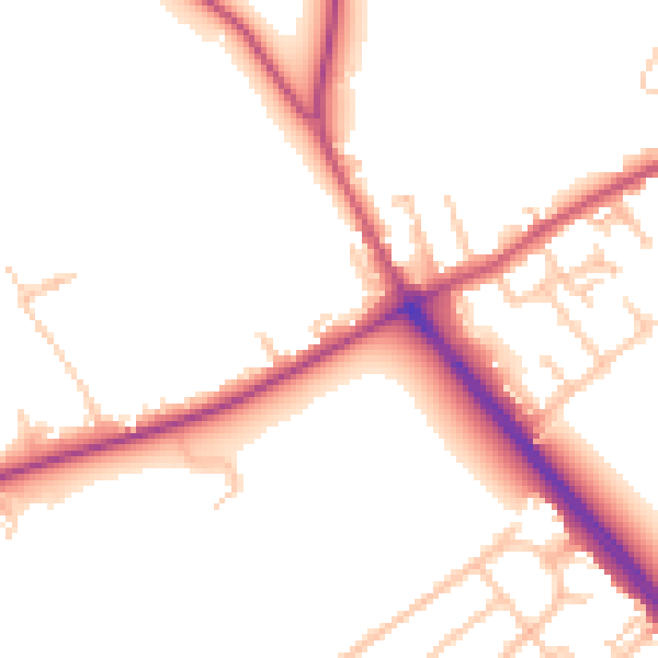 Daytime road noise heatmap for IG7 6JT