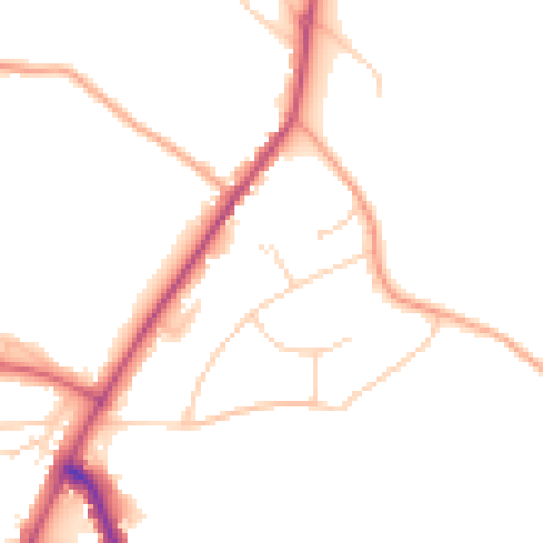 Daytime road noise heatmap for IG7 6LJ