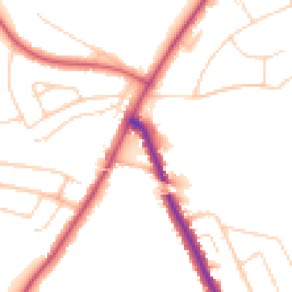 Daytime road noise heatmap for IG7 6QU