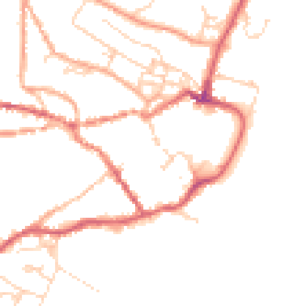 Daytime road noise heatmap for IP12 1AQ