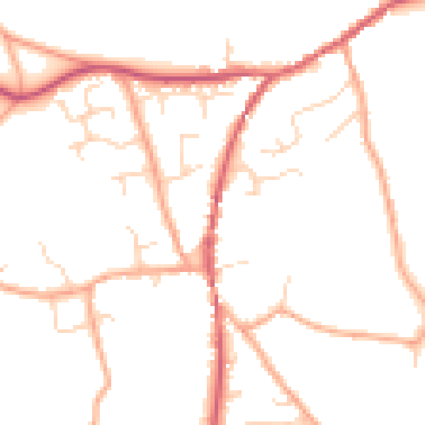 Daytime road noise heatmap for IP13 0QU