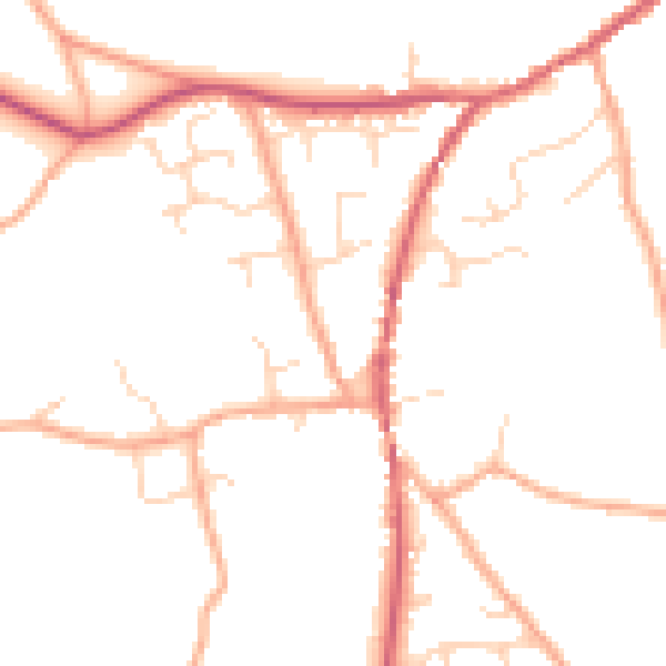 Daytime road noise heatmap for IP13 0RJ
