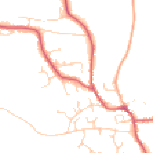 Daytime road noise heatmap for IP13 9HJ