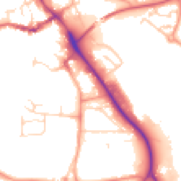 Daytime road noise heatmap for IP14 1AG