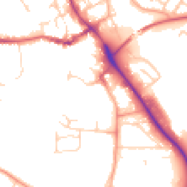 Daytime road noise heatmap for IP14 1AS