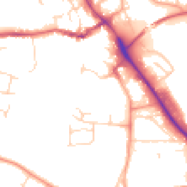 Daytime road noise heatmap for IP14 1AT