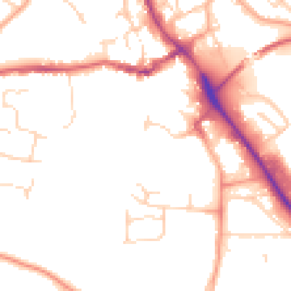 Daytime road noise heatmap for IP14 1AU