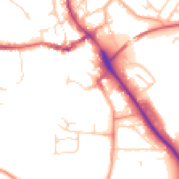 Daytime road noise heatmap for IP14 1AW