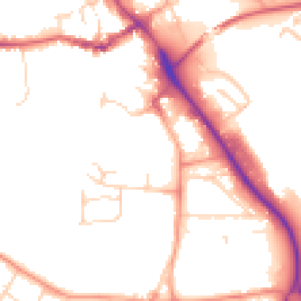 Daytime road noise heatmap for IP14 1AX