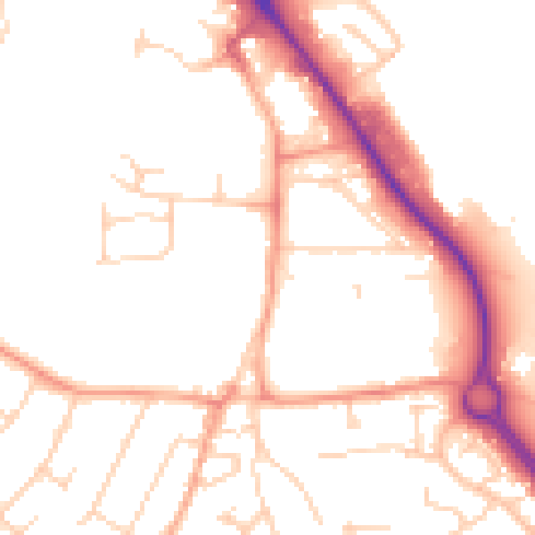 Daytime road noise heatmap for IP14 1BL