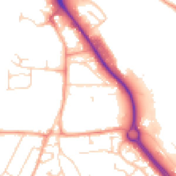 Daytime road noise heatmap for IP14 1BP
