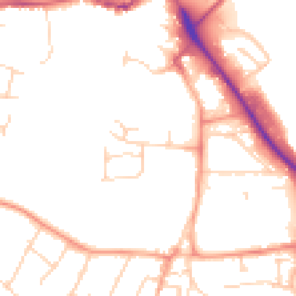Daytime road noise heatmap for IP14 1BQ