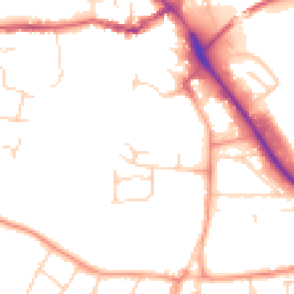 Daytime road noise heatmap for IP14 1BZ