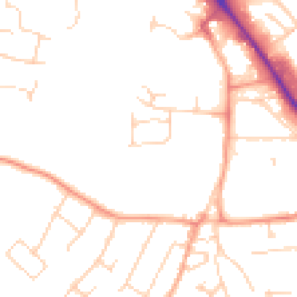 Daytime road noise heatmap for IP14 1DA