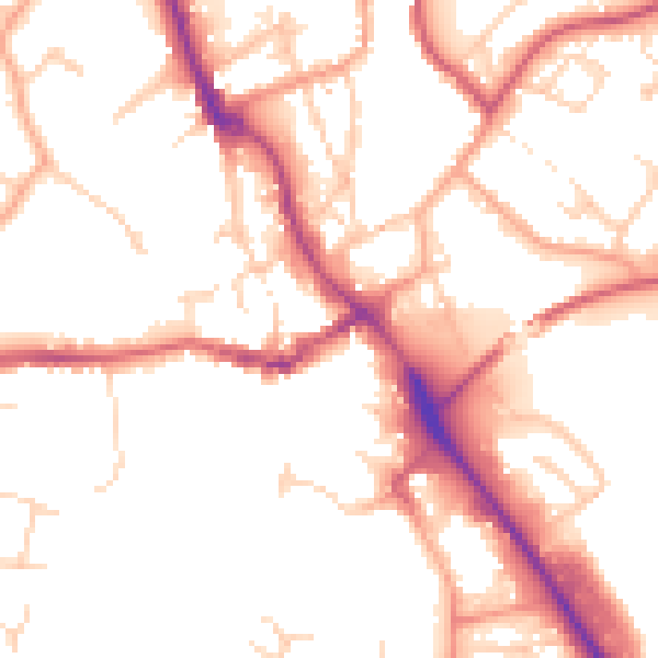 Daytime road noise heatmap for IP14 1EF