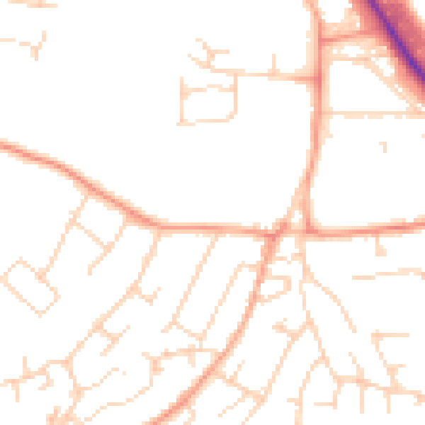 Daytime road noise heatmap for IP14 2GA