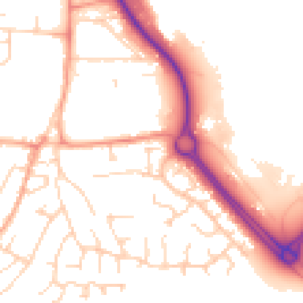 Daytime road noise heatmap for IP14 2PL