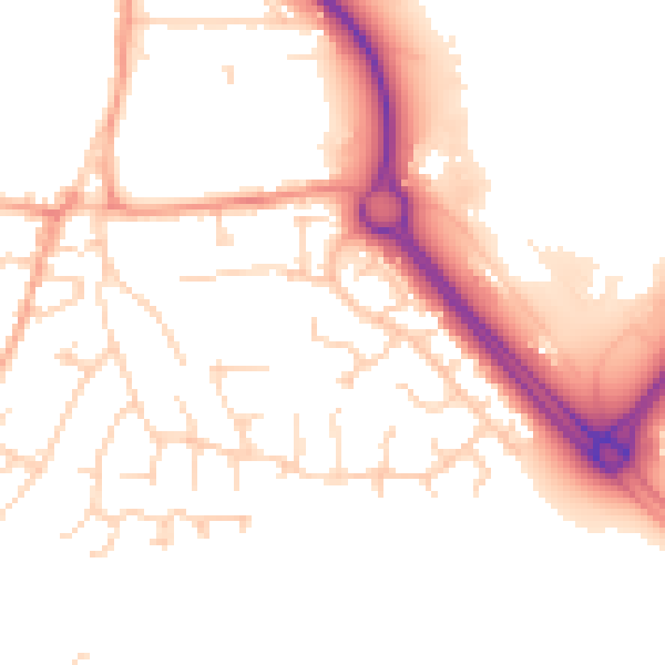 Daytime road noise heatmap for IP14 2PS