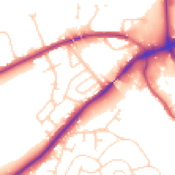 Daytime road noise heatmap for IP2 0JS