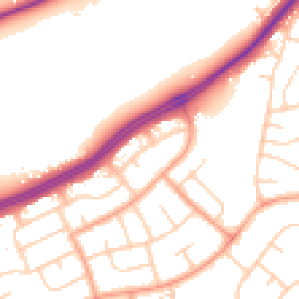 Daytime road noise heatmap for IP2 0TG
