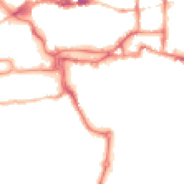 Night-time road noise heatmap for IP2 8FA