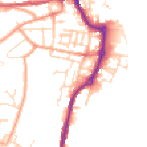 Daytime road noise heatmap for IP2 8HY
