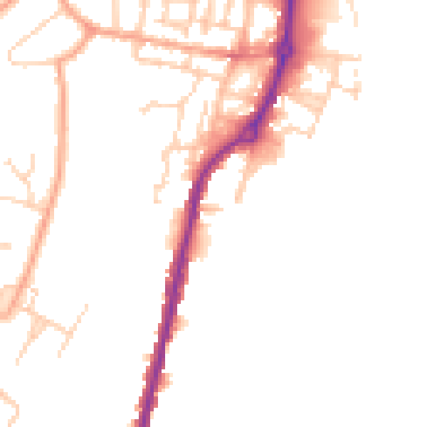 Daytime road noise heatmap for IP2 8LA