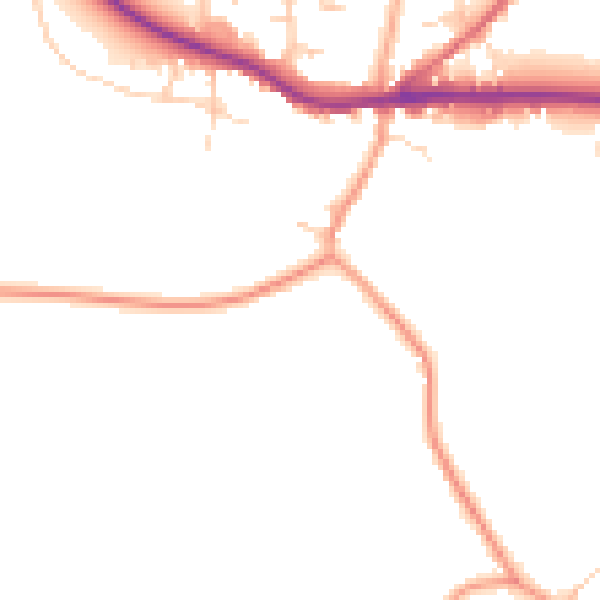 Daytime road noise heatmap for IP22 1AA