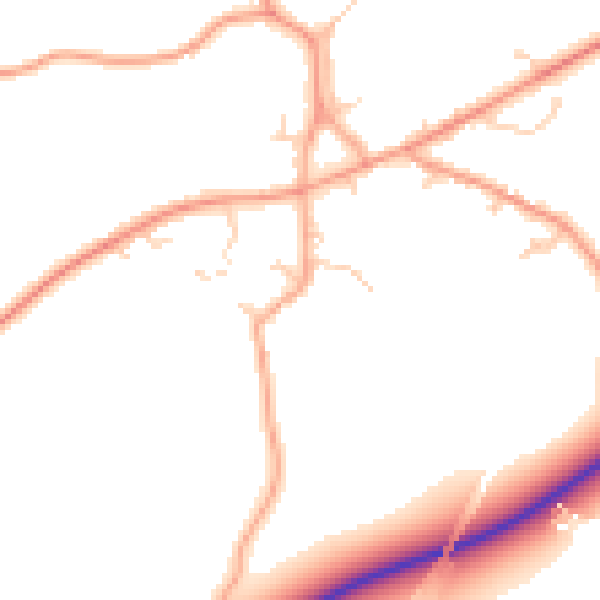 Daytime road noise heatmap for IP22 1AJ