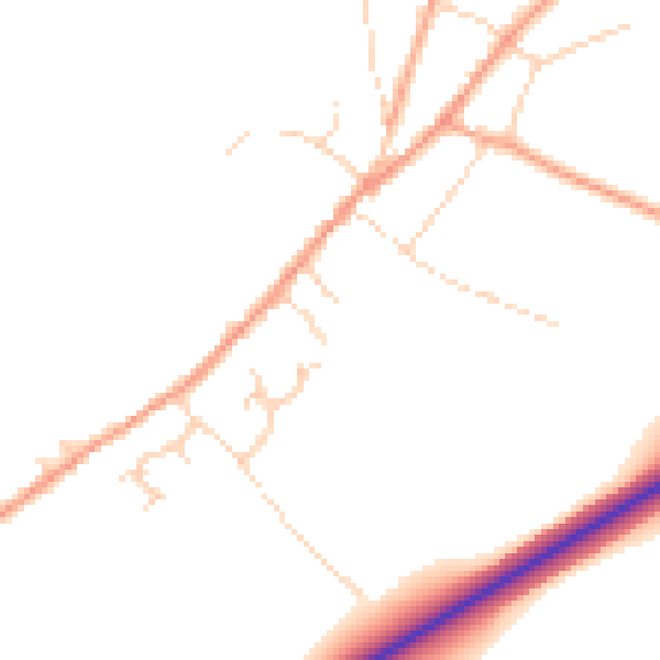 Daytime road noise heatmap for IP22 1AY
